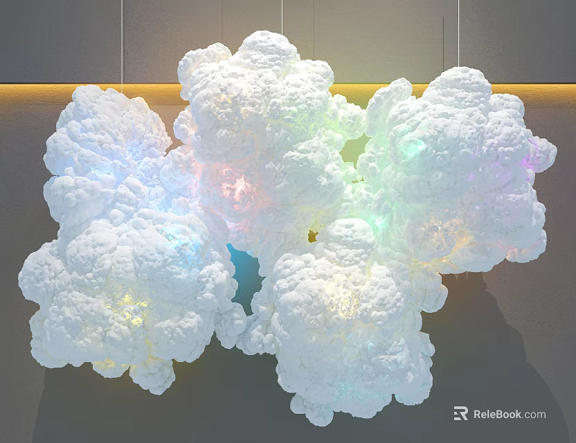 Abstract Cloud Shaped Pendant Light With Colorful Lighting For Modern Artistic Interior 3d model 