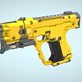 Futuristic Yellow Pistol With Modern Design Black Grip And Tactical Rail 3d model