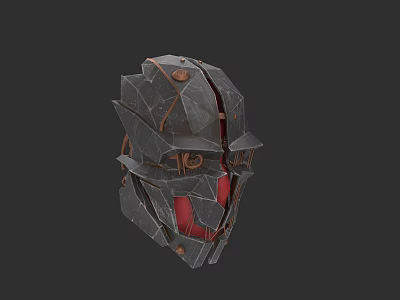 Unique Armored Hat With Metallic Texture Red Accents And Mechanical Details 3d model