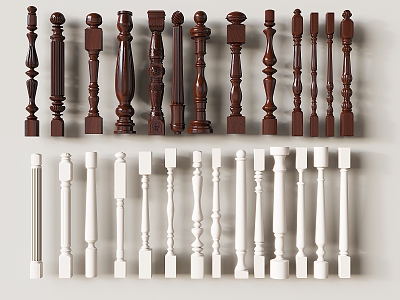 Simple European Railing Aquarius Guardrail Aquarius Pillar Wooden Aquarius Guardrail Stair Balcony Guardrail 3d model