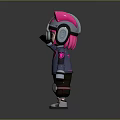 Cyberpunk Themed Character With Cat Ear Helmet And Pink Accents In Futuristic Tech Outfit