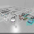 Modern Car Showroom Interior With Multiple Vehicles Display Areas And Lighting 3d model