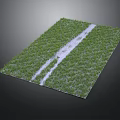 Lush Green Grass Field With White Path Running Through Center Area