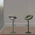 Modern Minoti Bar Stools With Light And Green Upholstered And Metal Legs In Minimalist Interior