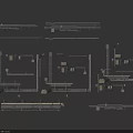 Detailed Technical Drawings of Industrial Equipment Pipe Systems and Mechanical Components