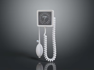 Professional Sphygmomanometer With Analog Dial Coiled Tube And Inflation Bulb 3d model