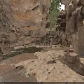 Earthy Rocky Cave Interior With Natural Rock Formations Green Moss And Sunlight