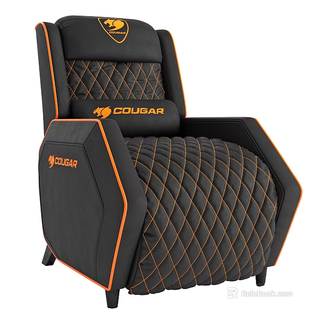 COUGAR Modern Black Orange Diamond Quilted Recliner Chair With Stitching Accent 3d model 