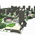 Modern Urban Planning 3D Model With Tall Buildings Green Areas And River
