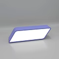 Modern Functional Desk with Various Geometric Shapes White Blue Colors and LED Illuminated Edges