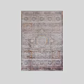 Detailed Decorative Vintage Square Rug With Symmetric Geometric Patterns And Neutral Tones