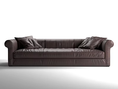 Modern three-seat sofa leather sofa 3d model