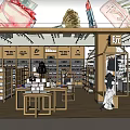 Stylish Shopping Mall Store Interior With Wooden Shelves Clothing Displays And Warm Lighting