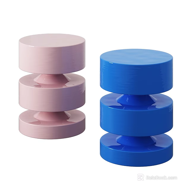 Modern Dressing Table Design Featuring Stacked Pink And Blue Cylindrical Structures 3d model 