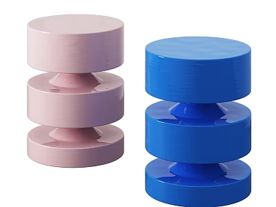 Modern Dressing Table Design Featuring Stacked Pink And Blue Cylindrical Structures 3d model