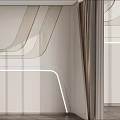 Modern Bed Accent Wall With Curved Lines And Lighting 3d model
