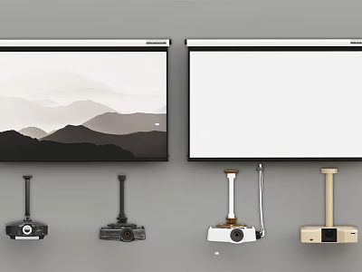 Contemporary Projection Monitoring Setup With Multiple Projectors And Projection Screens 3d model