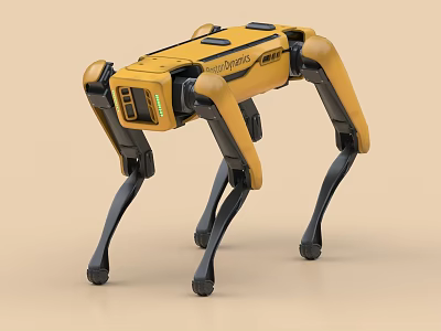Yellow Quadruped Smart Machine With Mechanical Legs and Modern Design 3d model