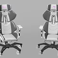Modern White And Gray Ergonomic Office Chairs With Adjustable Backrest And Swivel Wheels