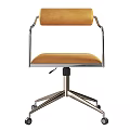 Modern Office Chair with Yellow Padded Seat Metal Armrests and Five Star Swivel Base