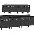 Commercial Stainless Steel Kitchen Appliances with Multiple Workstations Control Panels and Faucet
