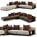 Modern Sectional Sofa With Spacious Comfortable Seating Decorative Pillows And Throw Blanket 3d model