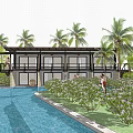 Luxury Detached Villa Surrounded By Tropical Palms With Swimming Pool And Outdoor Space