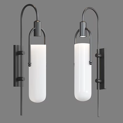 Modern Wall Lamps with Two White Shades and Black Metal Frame for Indoor Home Lighting 3d model