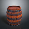 Traditional Wooden Barrel With Metal Hoops And Textured Surface For Home Decor Use