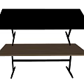 Minimalist Modern Dining Table With Black Tabletop Metal Frame And Light Wood Bench