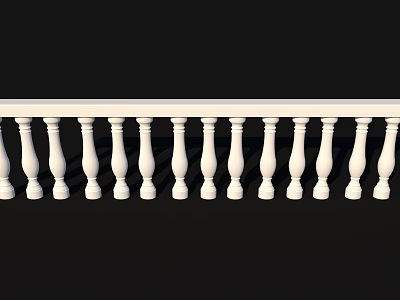 White Baluster Railings Design With Vertical Posts And Clean Modern Lines 3d model
