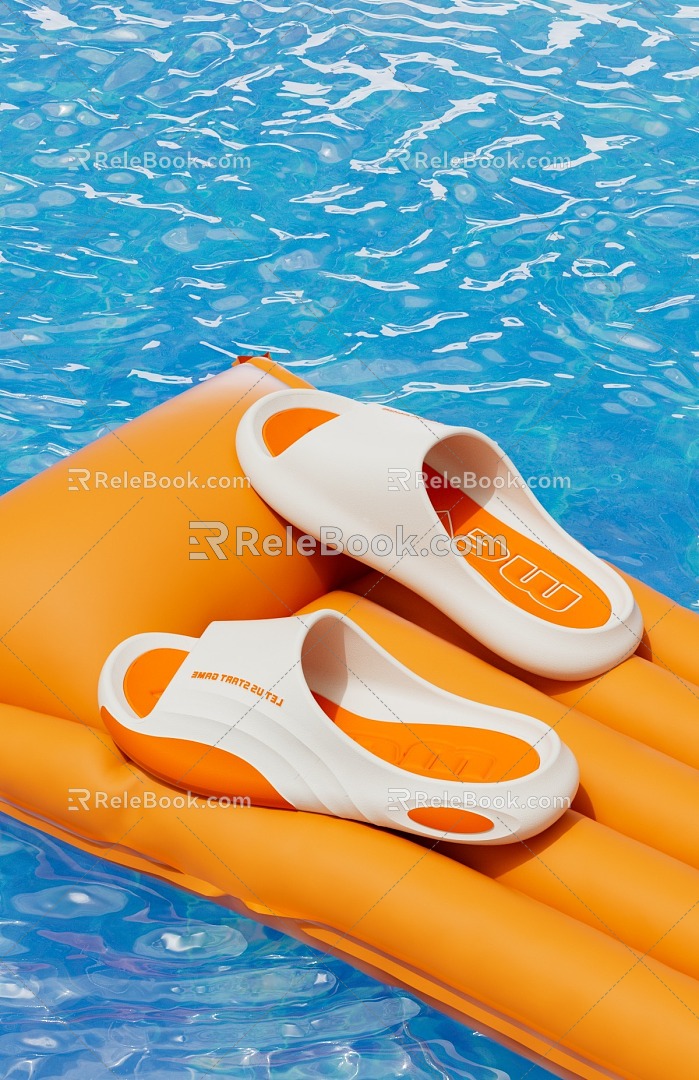 Slippers Swimming pool water 3d model