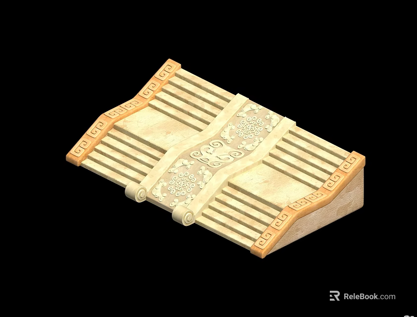 Ancient Architecture Decorative Structure Featuring Striped Design Intricate Carvings And Patterns 3d model 