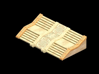 Ancient Architecture Decorative Structure Featuring Striped Design Intricate Carvings And Patterns 3d model