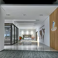 Modern Public Office Space Interior Design With Open Layout Desks Chairs And Glass Windows 3d model