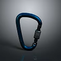 Blue Locking Carabiner With Metal Construction And Secure Clasp Design