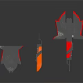 Fantasy Weapons Collection Featuring Shield Sword Axe With Flame Accents And Black Design