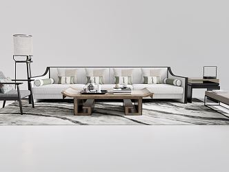 New Chinese Sofa Coffee Table Combination 3d model