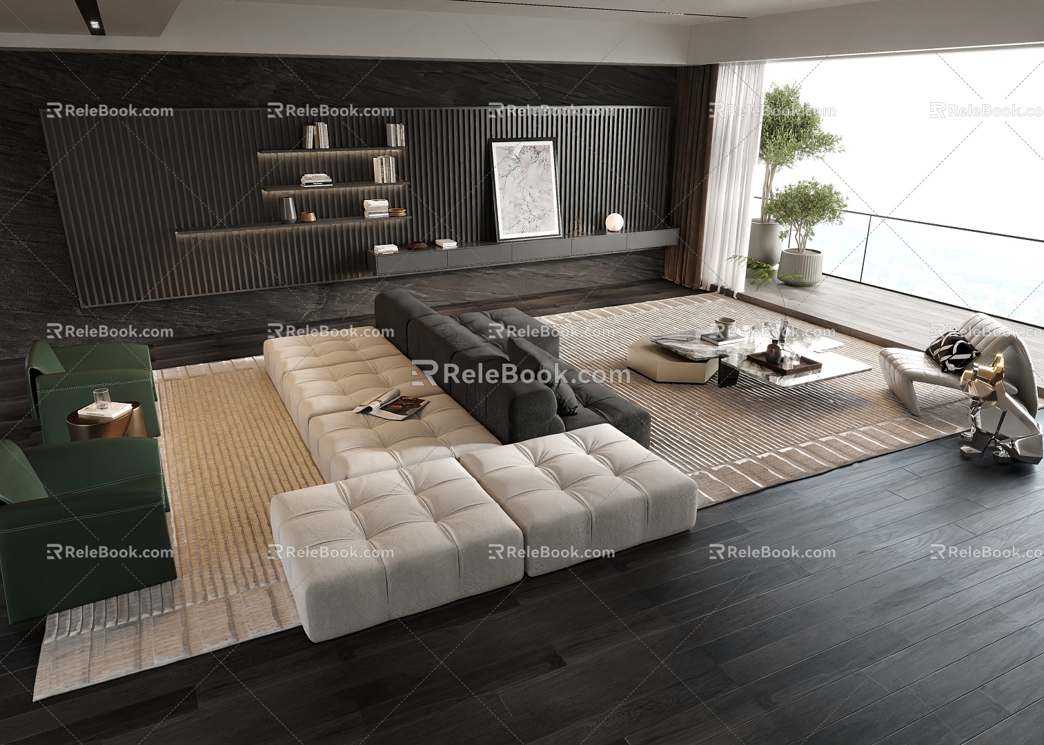 Sofa living room log wind sofa combination minotti baxter polifo 3d model