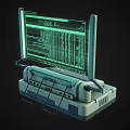 Vintage Computer Terminal With Green Screen Display And Retro Keyboard Design 3d model