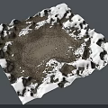 Natural Mountain Landscape With Snow Covered Areas Rocky Terrain And Brown Land