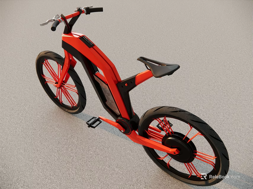 Modern Red Motorcycle With Black Seat Red Spokes And Black Wheels 3d model 