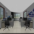 Public Security Mediation Room With Service Counter Information Boards And Office Equipment