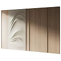 Elegant Modern Background Wall With Wavy Textured Design And Wooden Panels