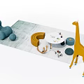 Kids Play Space With Children's Table Cute Chairs Soft Rug And Giraffe Toy