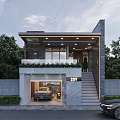Modern Detached Villa With Garage Roller Shutter Door Stairs Greenery And Number 297
