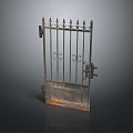 Ornate Iron Gate With Spiked Top Decorative Scrollwork And Metal Bars 3d model