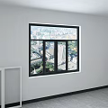 Modern Casement Window Interior Showing Urban City View With Tall Buildings And Greenery