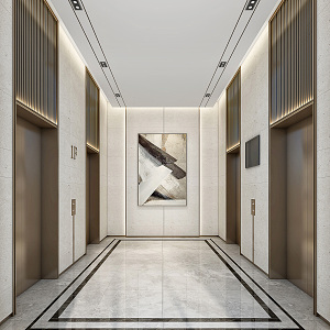 modern elevator hall 3d model