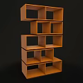 Modern Wooden Bookcase With Open Stacked Shelves And Layered Design